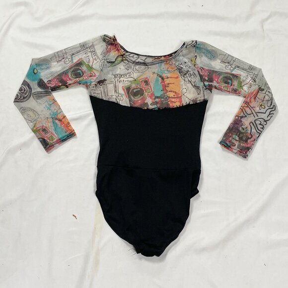 Vintage Tops - Y2K Grungy Abstract Bodysuit with Open Back Size Small